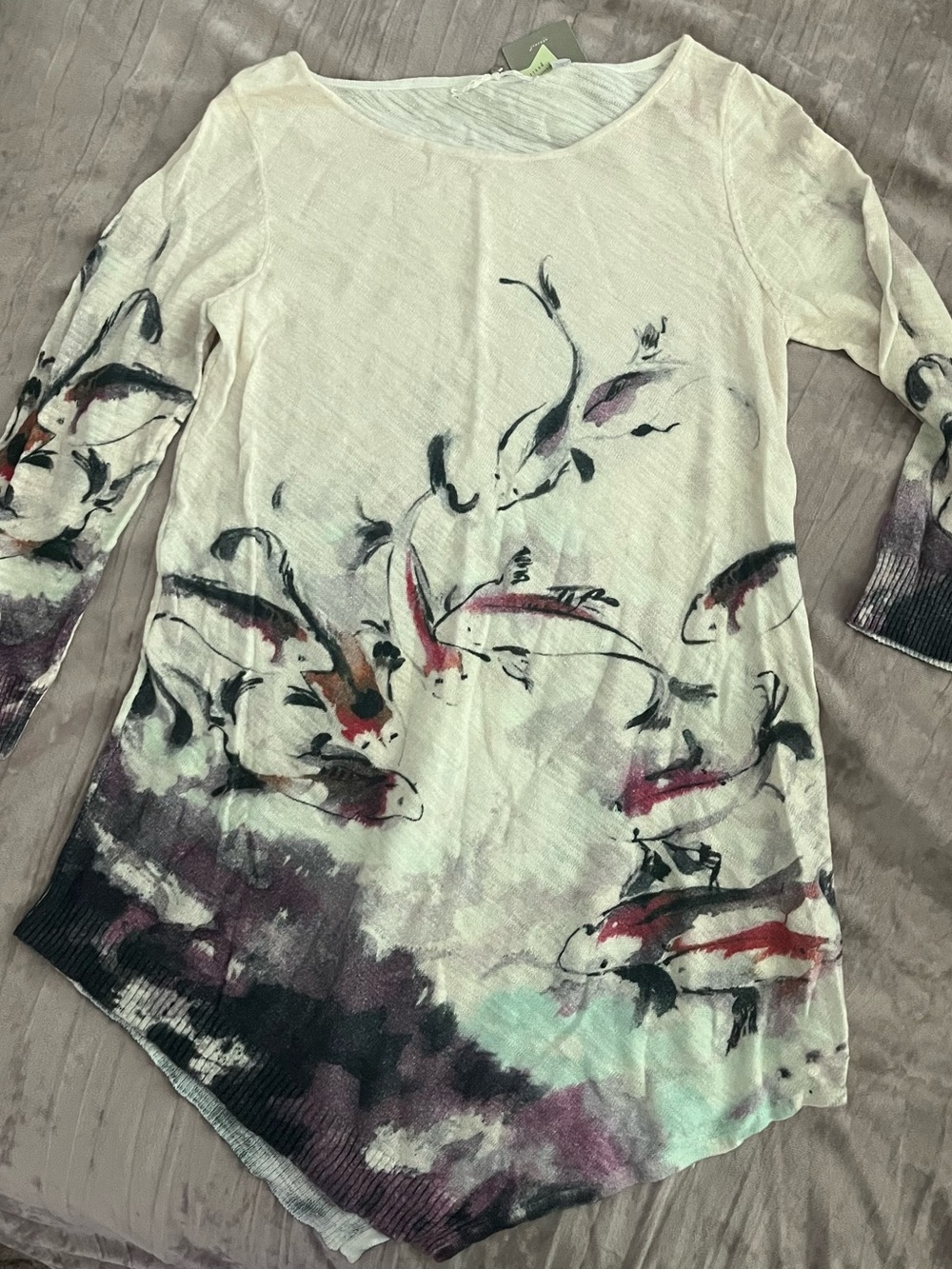 Anthropologie lWomen’s Cream Koi-Print sweater